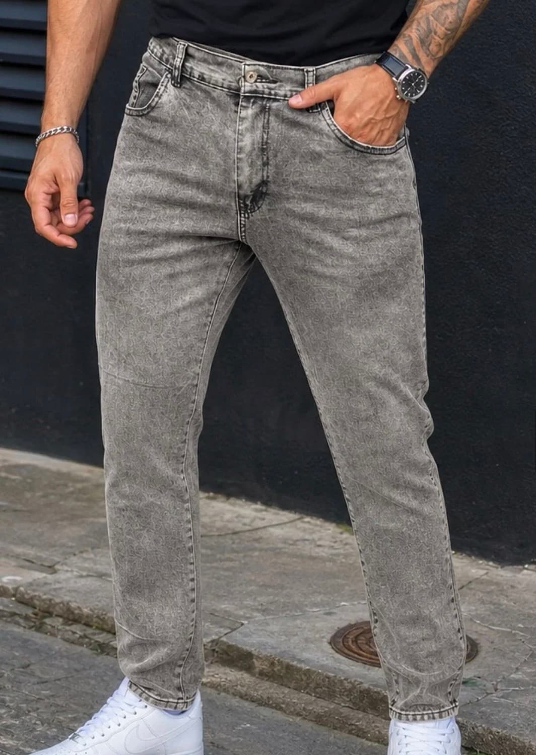 Calça Corte Reto Cinza, foto 2 de 2